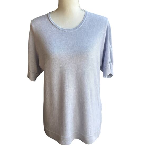 EILEEN FISHER Top Womens M Pale Periwinkle Tunic Tencel Silk Resort Wear Cruise - Picture 2 of 11